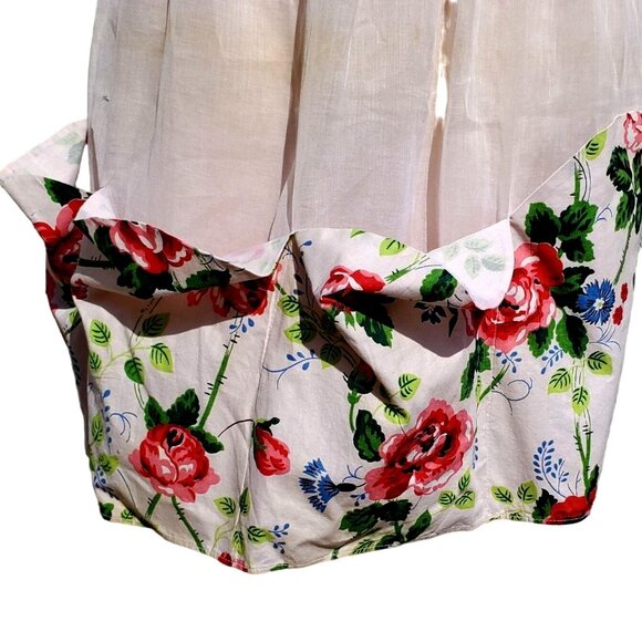 Vintage Apron 30s 40s Pale Pink Floral Sheer Pockets S M - Picture 5 of 10